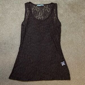 Maurice’s brown lace tank top, size medium. See through.